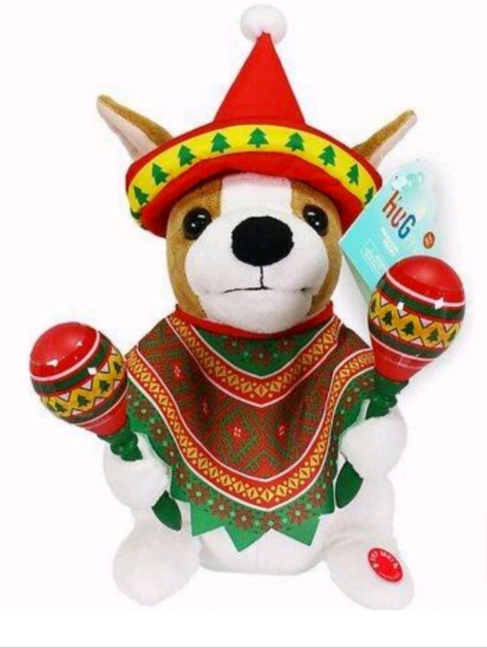 Hug Me Animated Mariachi Festive Dog Plush Toy  Holiday Maracas New